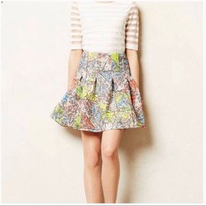 Anthropologie (Maeve) Map Paris Skirt scuba size 4 Parisian